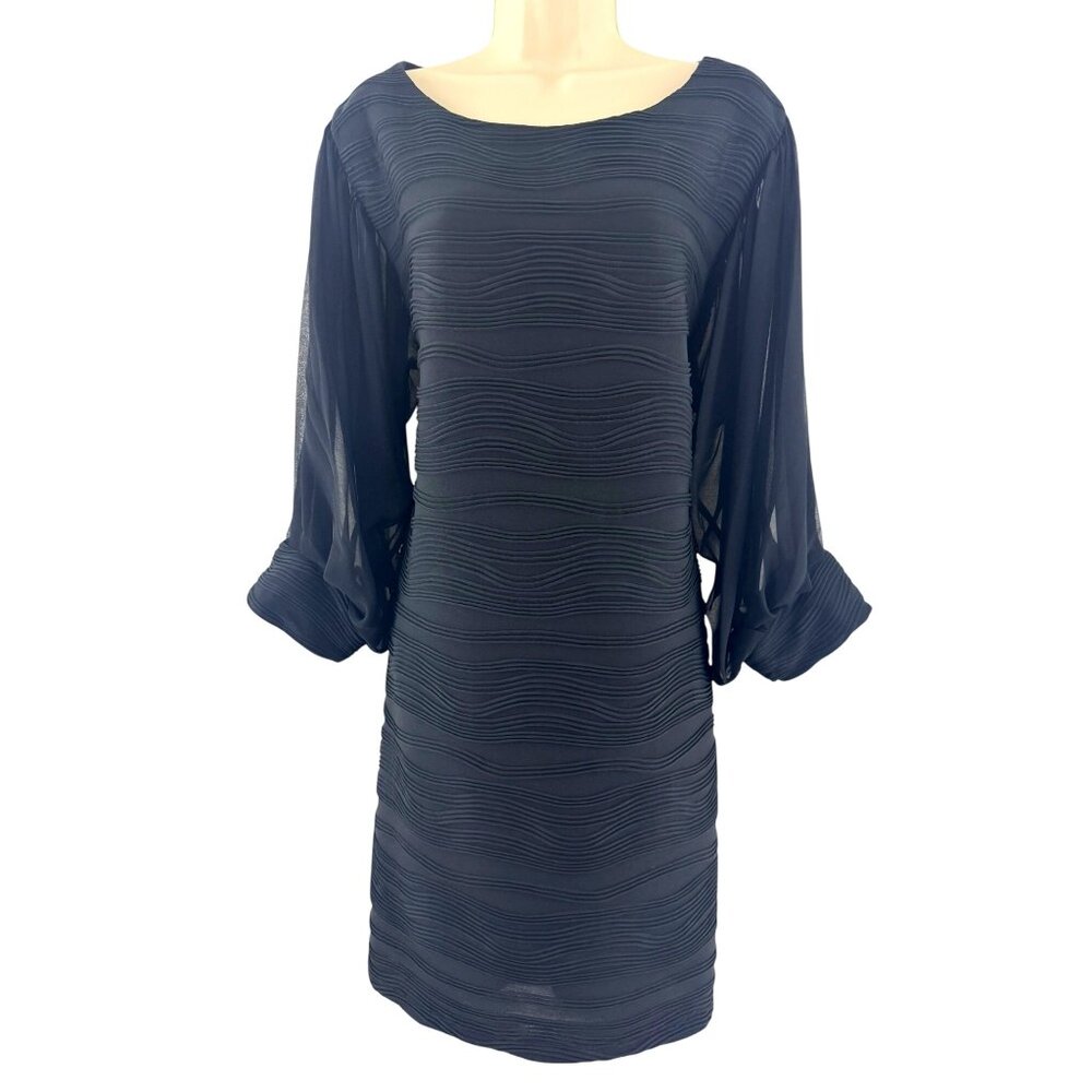 Julian Taylor Black Textured‎ Stretch Knit Balloon Sleeve Dress Size 22W 3X Plus